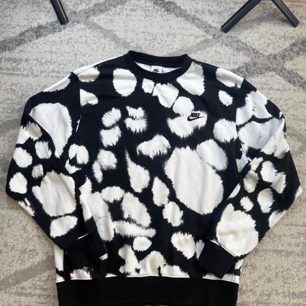 Nike Sweatshirt Mens Large Black White Sport Cloud Print DM6915-010 (spot)